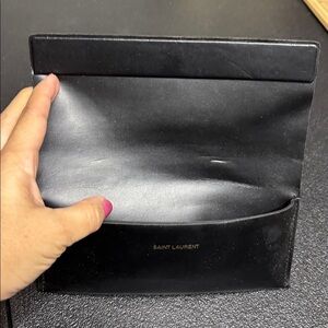 Black Saint Laurent Leather Eyeglass Sunglass Flip Case